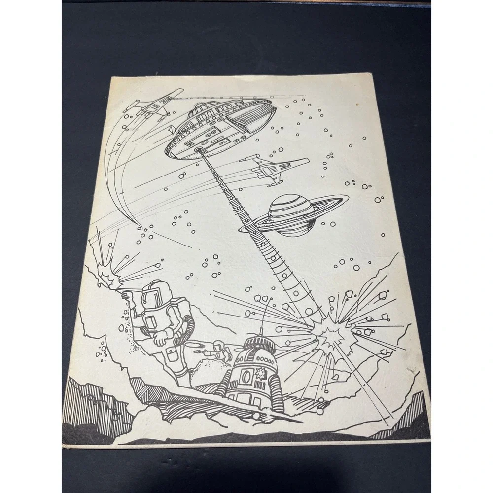 Vintage Duo-Tang Scribbler Portfolio 57460 Sci-Fi Space Battle Folder 12x9.5